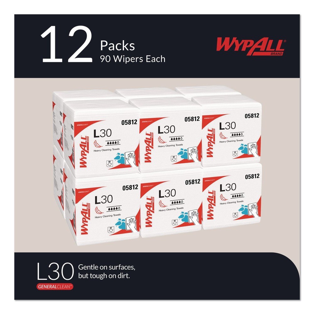 WypAll 05812 L30 Quarter Fold 12.5″ x 12″ Towels (90/PLYPK, 12 PLYPK/CT) New