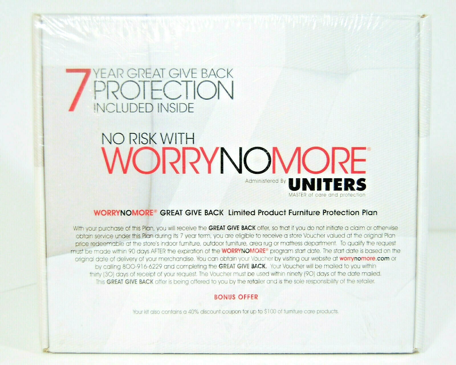 WorryNoMore Cleans & Protects Furniture Wood Fabric Leather Microfiber NEW