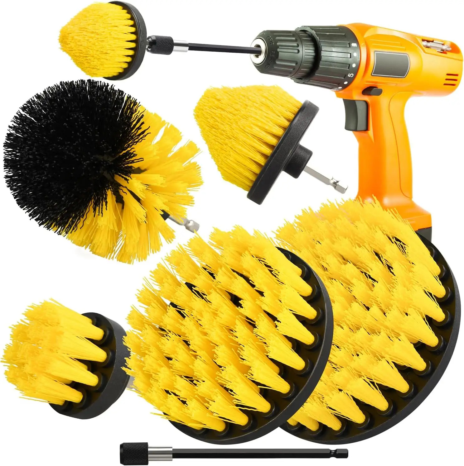 5/6/7/9 Pcs Cleaning Brush Attachment Set Power Scrubber Brush with 1/4“ Extend