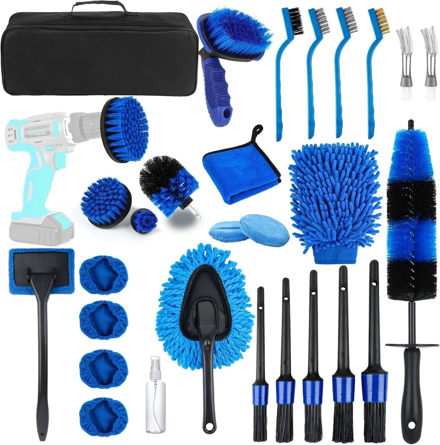30 PCS Car Detailing Kit – Car Cleaning Wash Brush Set, Auto Interior Detaili…