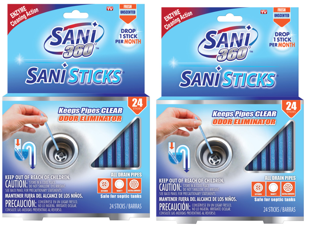 2~ SANI STICKS Drain Cleaner Keeps Drains Clean & Clog Clear 48pk Stick 40616
