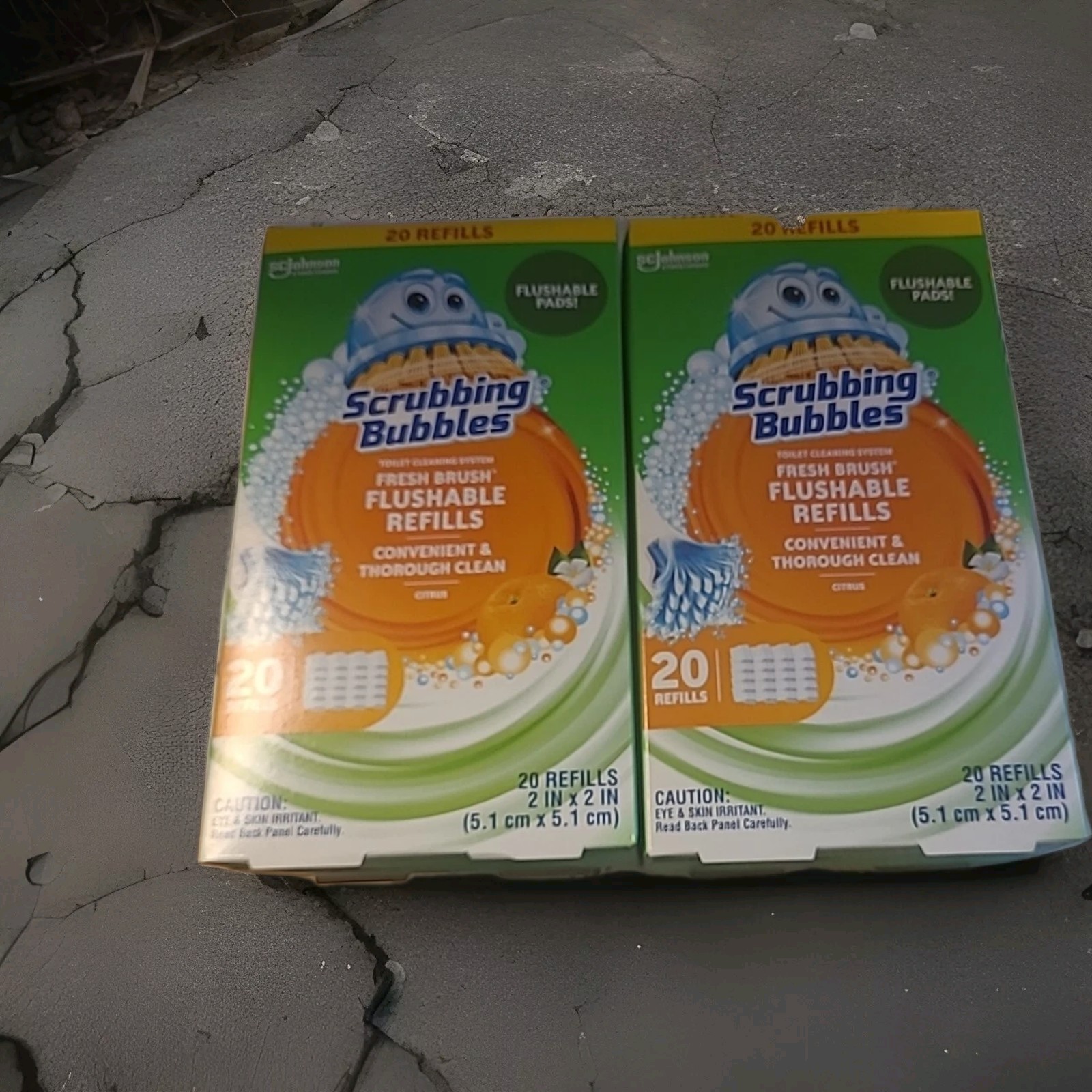 2 New Scrubbing Bubbles Citrus Toilet Cleaning Fresh Brush 20 Flushable Refills