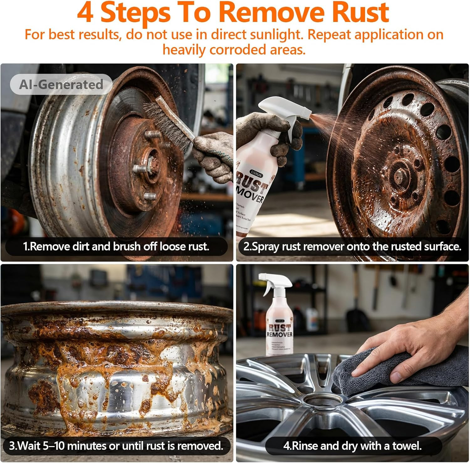 Rust Remover Spray for Metal, 17 Fl Oz, Upgraded Metal Cleaner, Highly Concentra