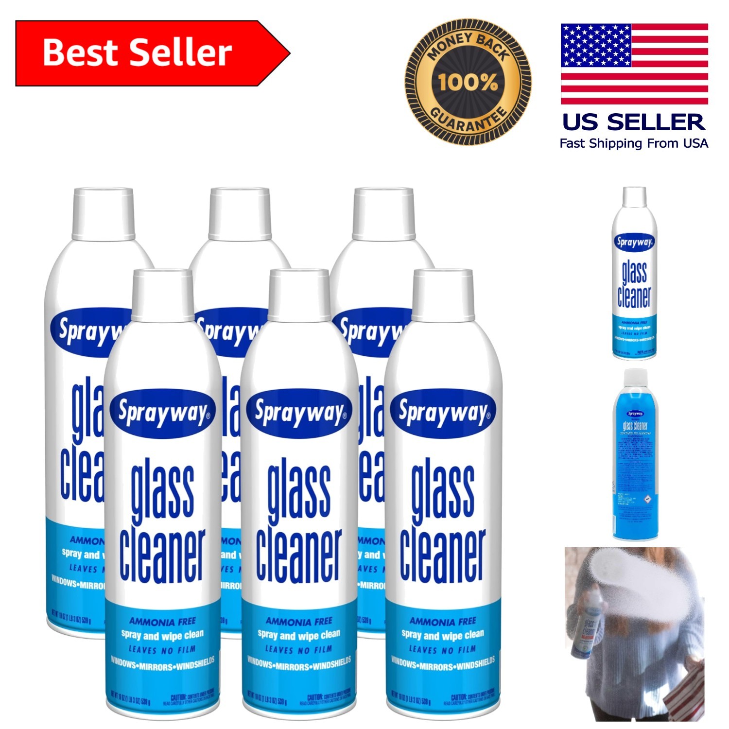 19 oz Streak-Free Glass Cleaner with Fresh Scent – Perfect for Home & Automotive