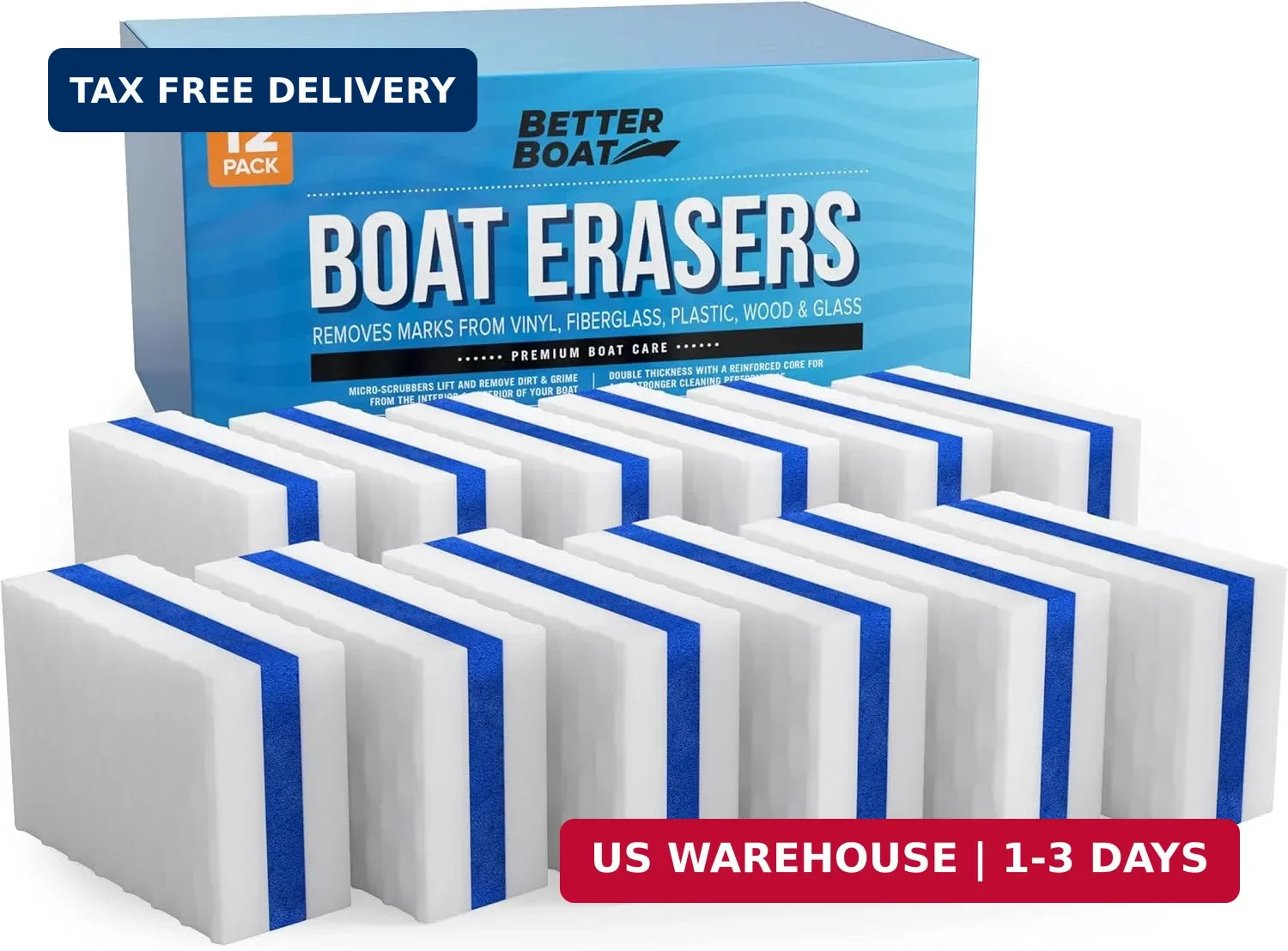 Boat Erasers by Better Boat – Cleaning Sponge for Scuff Marks & Grime, Marine Ac
