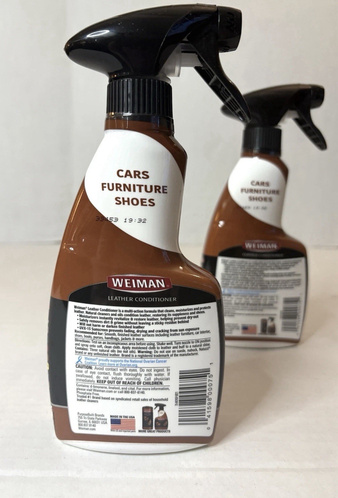 WEIMAN LEATHER CONDITIONER 3-IN-1 CLEANS CONDITIONS PROTECTS 12 FL OZ LOT OF 2