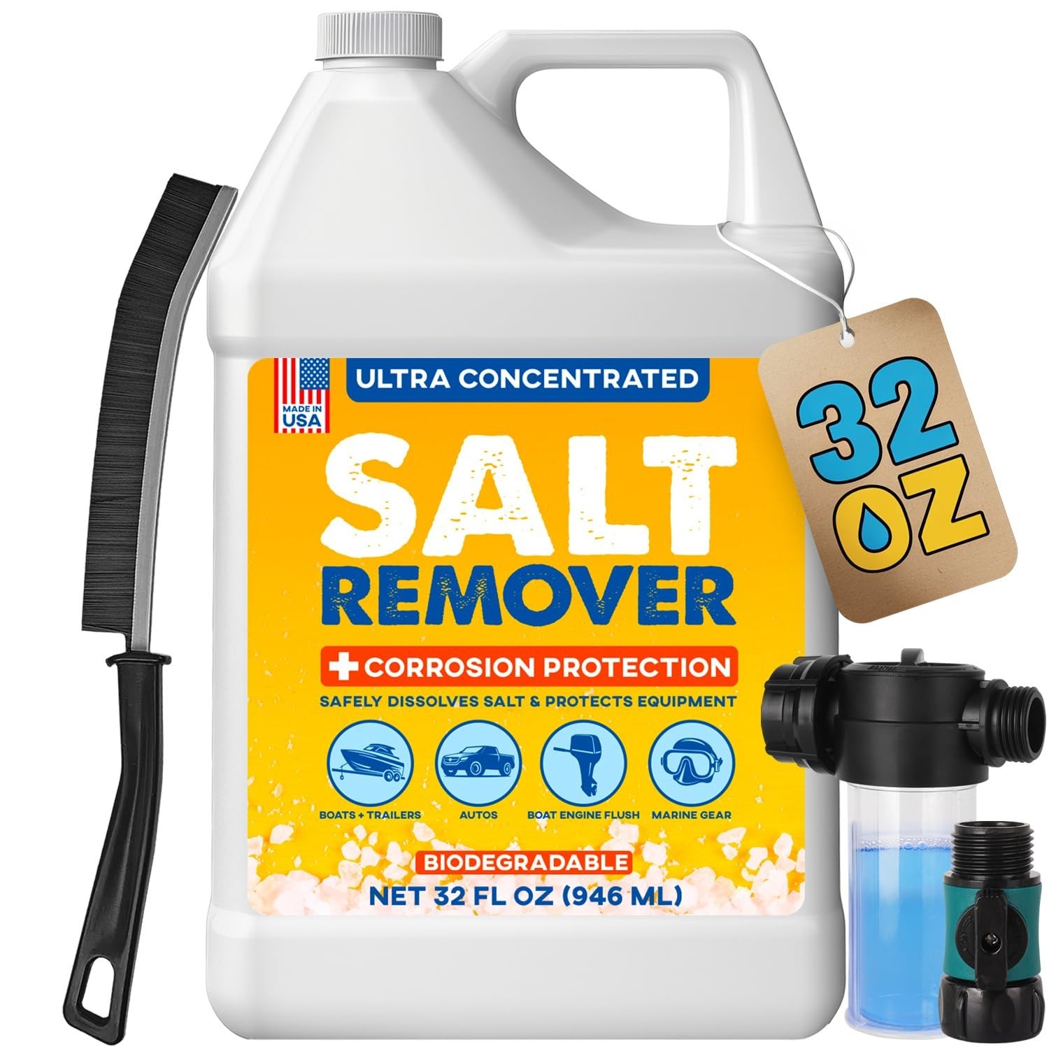 32 Oz Salt Remover & Corrosion Protection – Ideal for Boats, Cars, Marine Engine