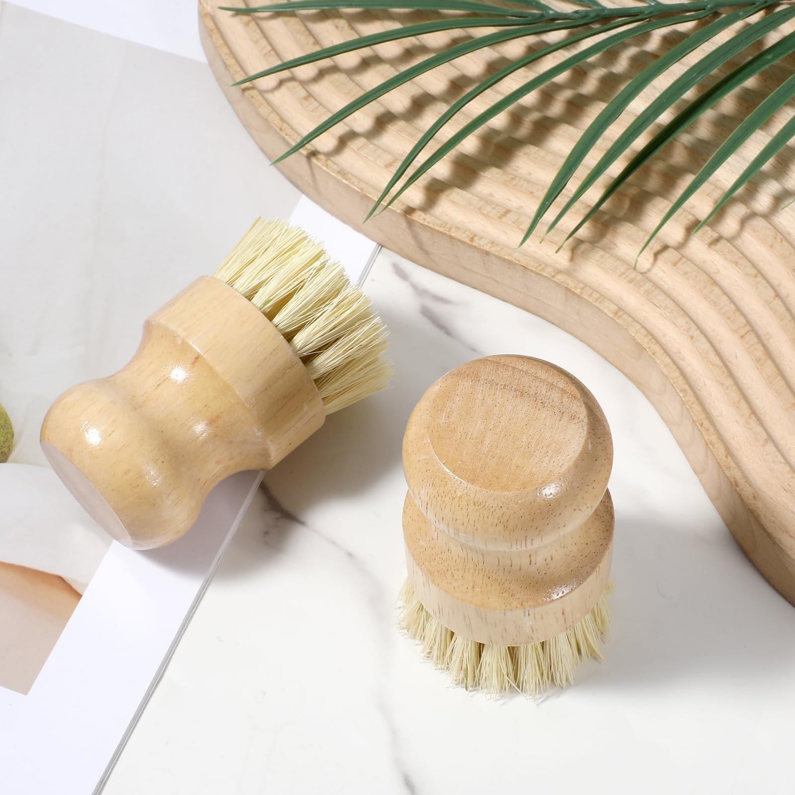 20 Pack Dish Brush Set, Natural Dish Scrub Brush with Handle, Wooden Dish Scr…