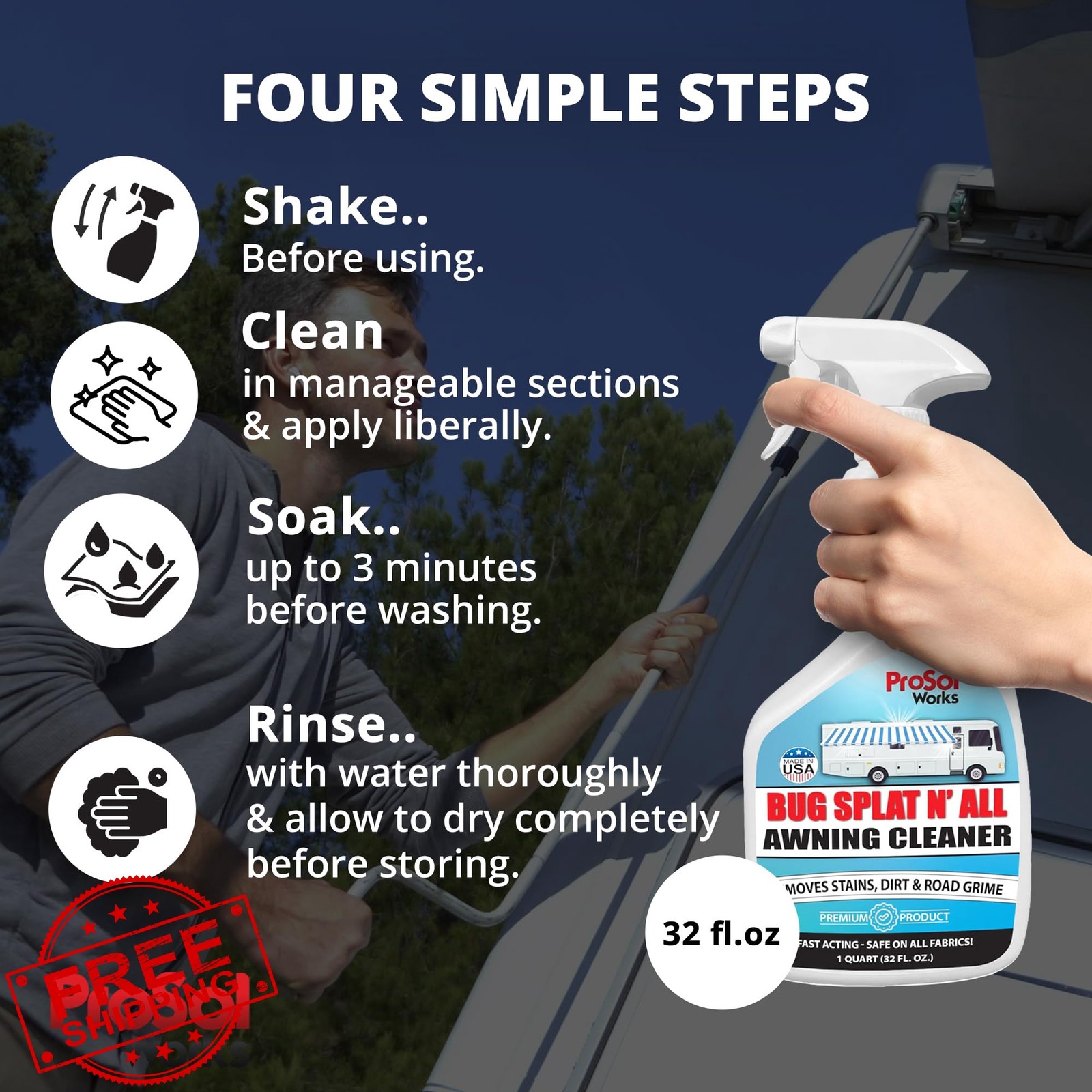 Prosol Works Awning Cleaner Bug Splatter Dirt Grime RV Patio