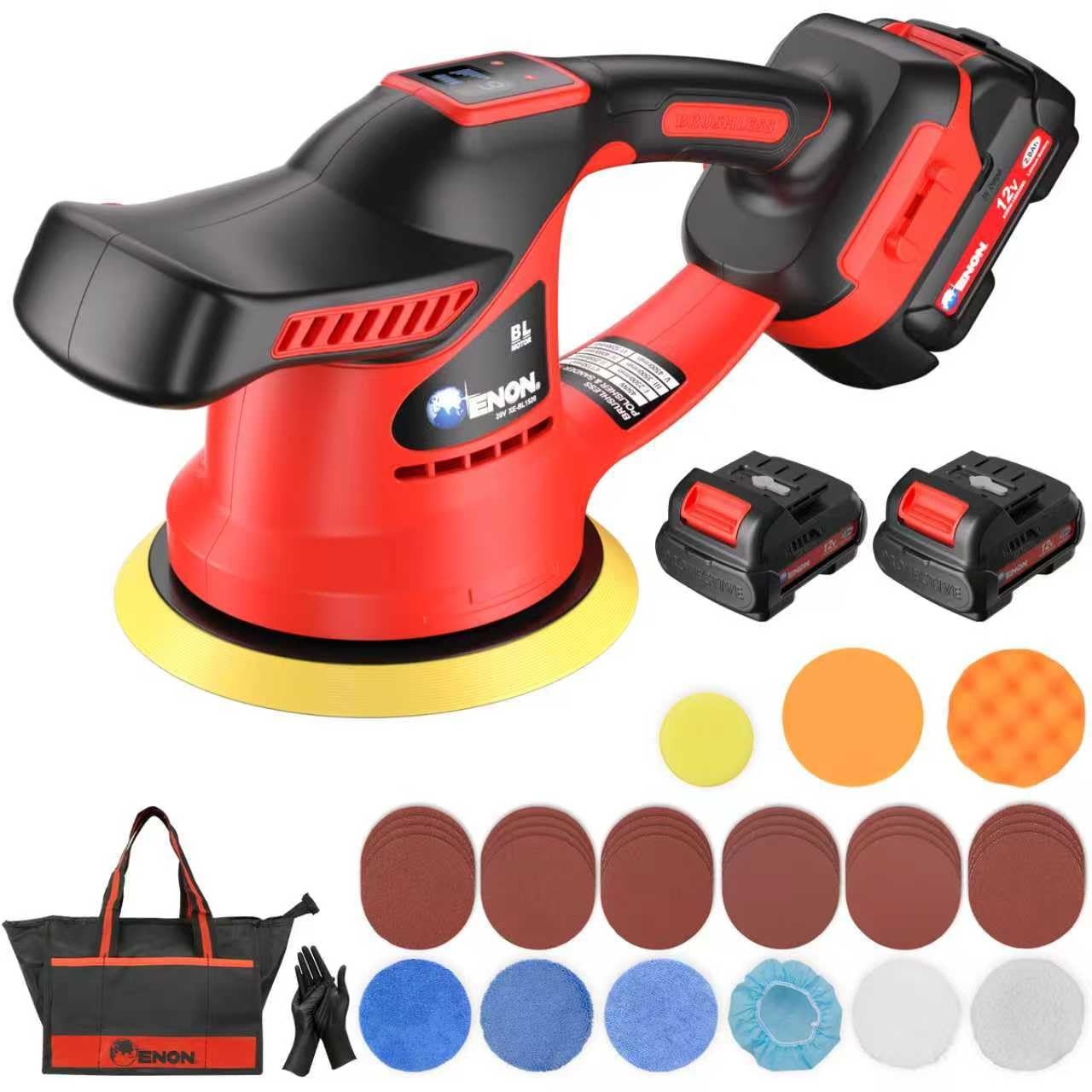 Cordless Car Buffer Polisher Kit（2X 2000mAh 12V Batteries&34 PCS Attachments）…