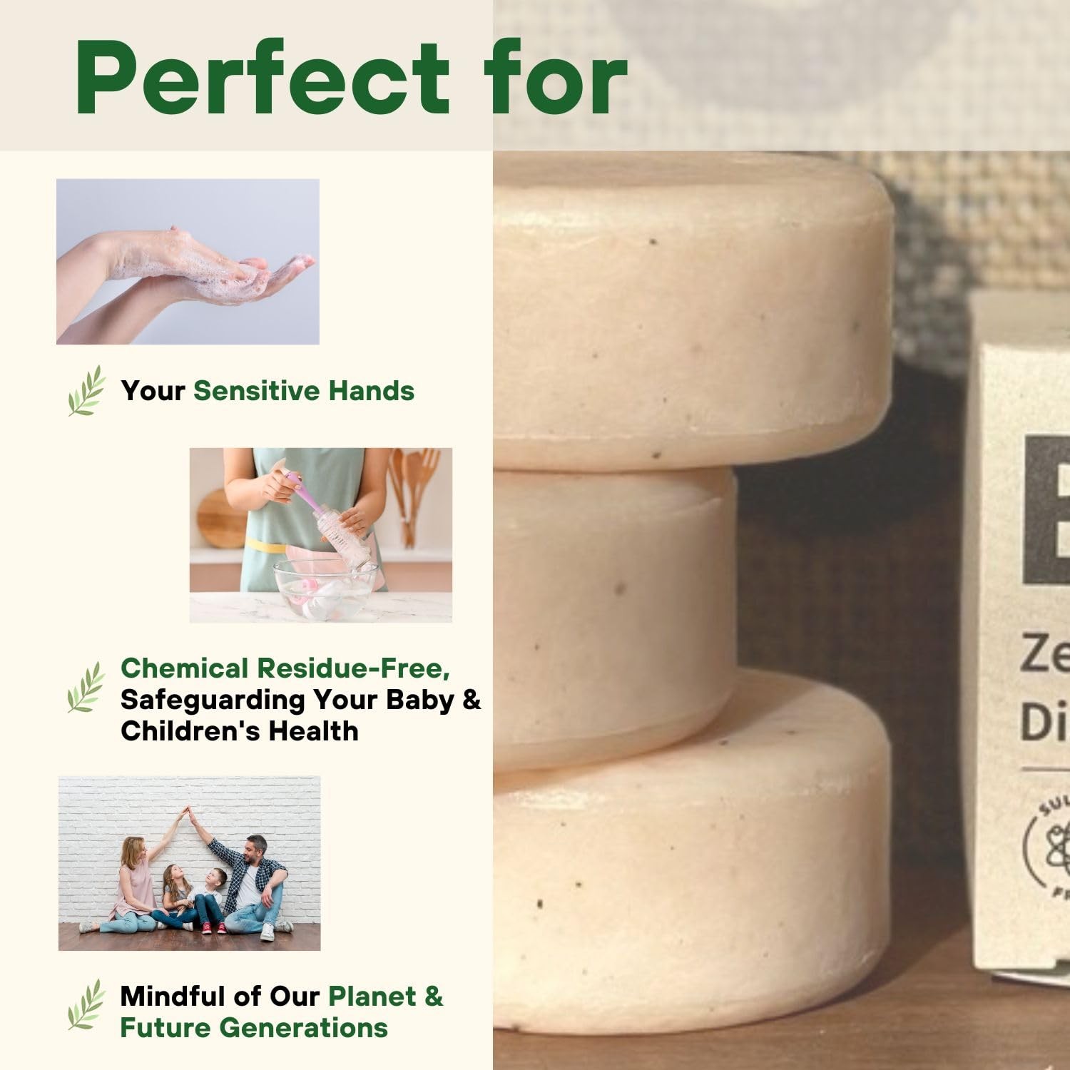 BeEcoful Zero Waste Natural Dish Soap Bar (Pack of 3) – Vegan Dishwashing Blo…