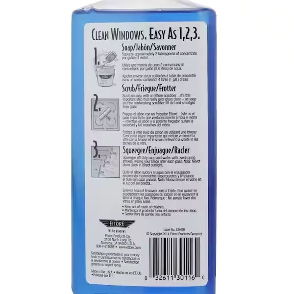 Ettore 16 Oz Squeegee Window Cleaning Soap Streak Free Glass Cleaner Formula