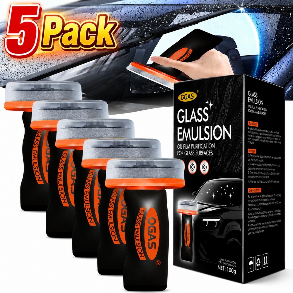 5Pcs Automotive Oil Film Cleaner Car Windshield Oil Film Remover w/ Brush Head