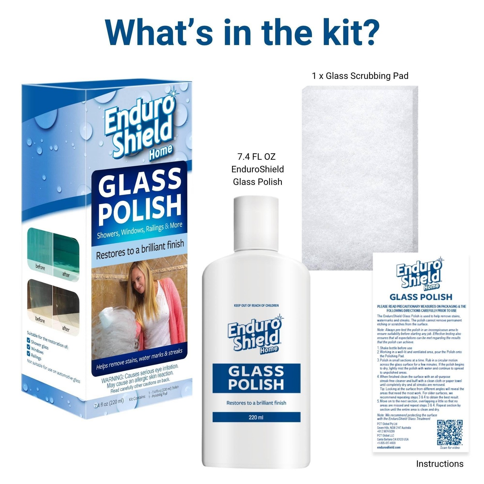 Shower Door Glass Polish – Water Spot & Hard Water Stain Cleaner for Cloudy S…
