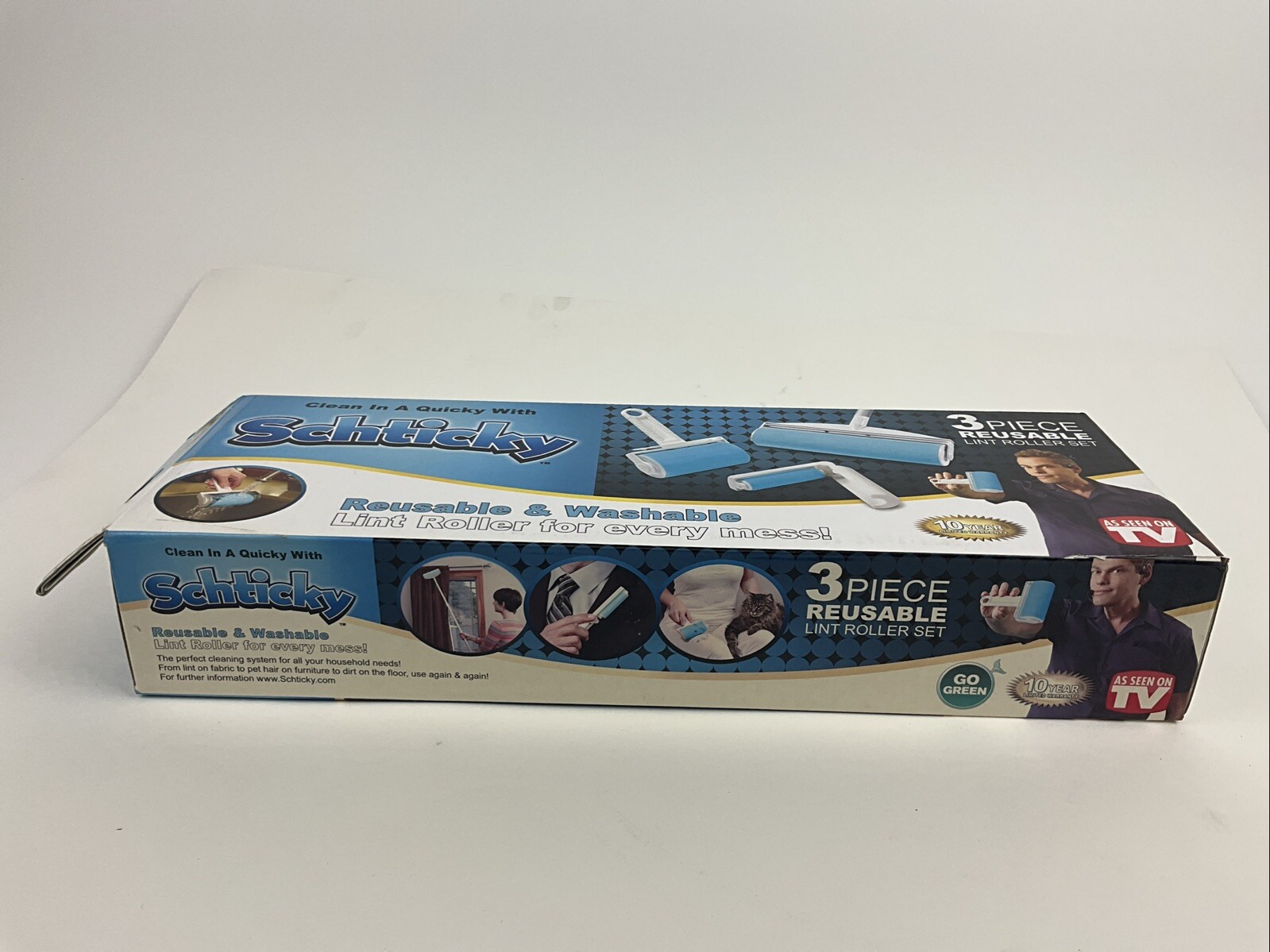 SCHTICKY 3 Piece Set Reusable Washable Lint Roller Clothes Pets ~ As Seen On TV