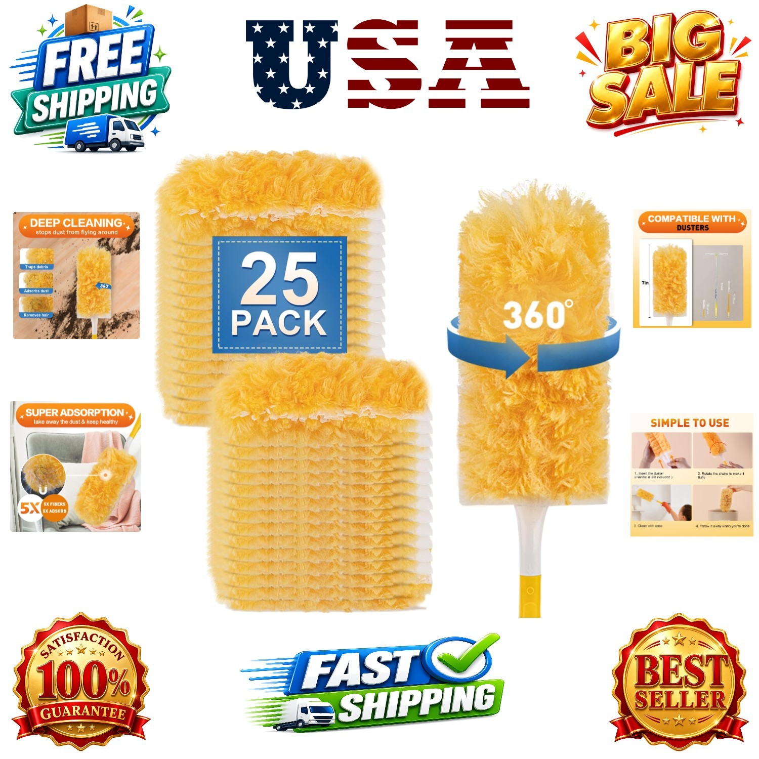 Heavy Duty Duster Refills, Unscented Disposable Dusters Kit for Cleaning Dust…