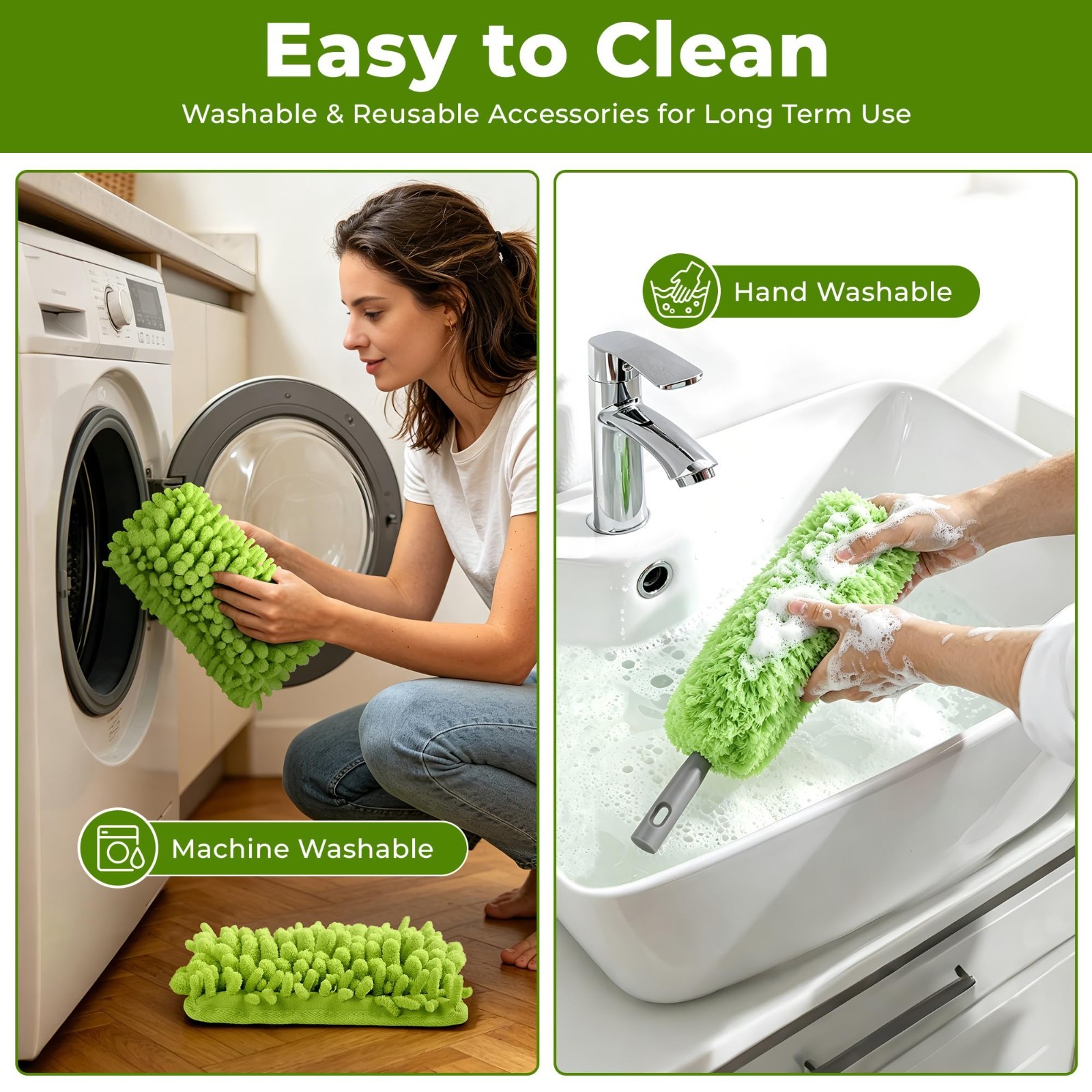 Ceiling Fan Cleaner Duster with 77″ Pole, 4-in-1 Microfiber & Chenille Tool, Ben