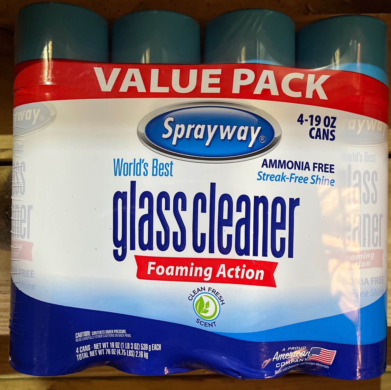 Sprayway, Glass Cleaner, 2 Quad packs (8-19oz Cans Total) Ammonia & Streak Free.