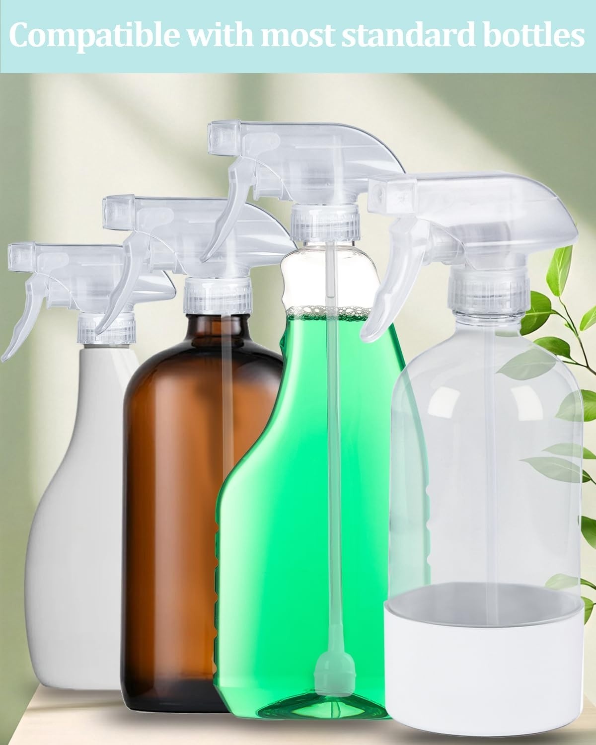 4 Pack Spray Bottle Replacement Nozzles 360 Mist Stream Tops for 8oz 16oz Glass