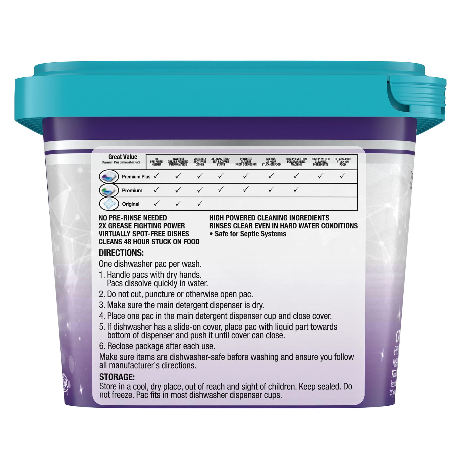 Premium Plus Dishwasher Pacs, Fresh Scent, 47 Count