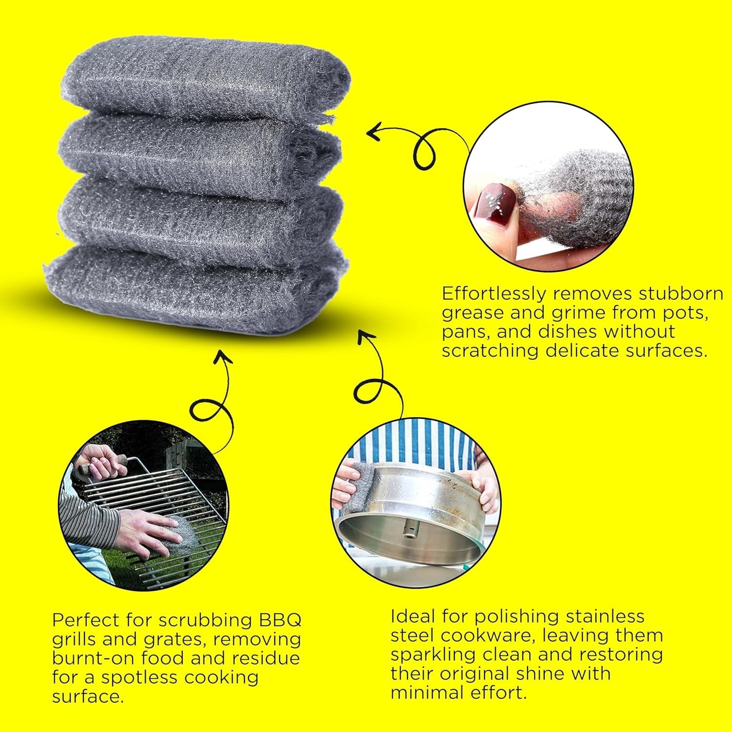 SIMBA Steel Wool Grade 0000 – Ultra-Fine Cleaning & Buffing Pads, 16 Pack