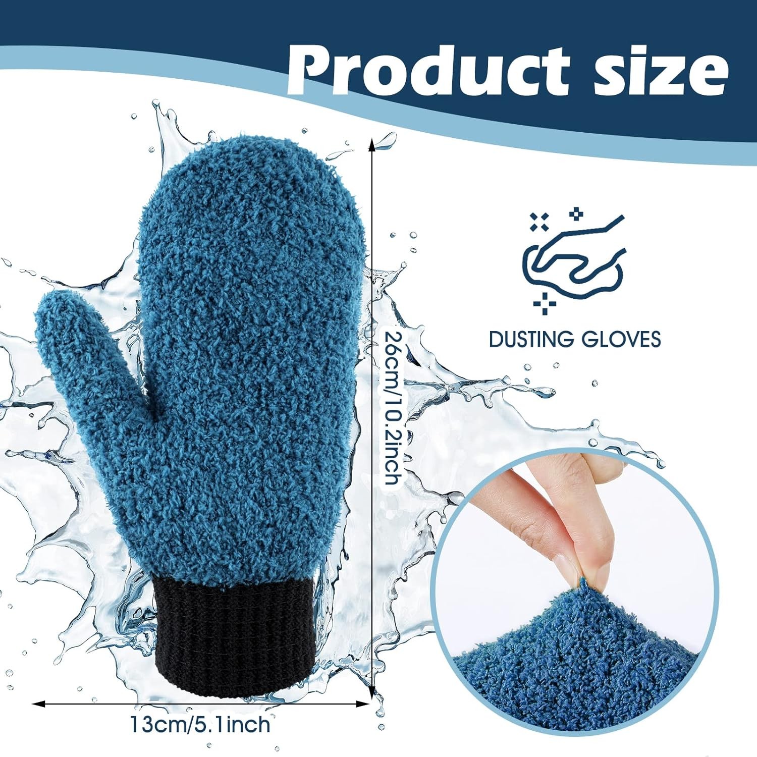 3 Pairs Microfiber Dust Mittens with Thumb Household Cleaning No Scrat
