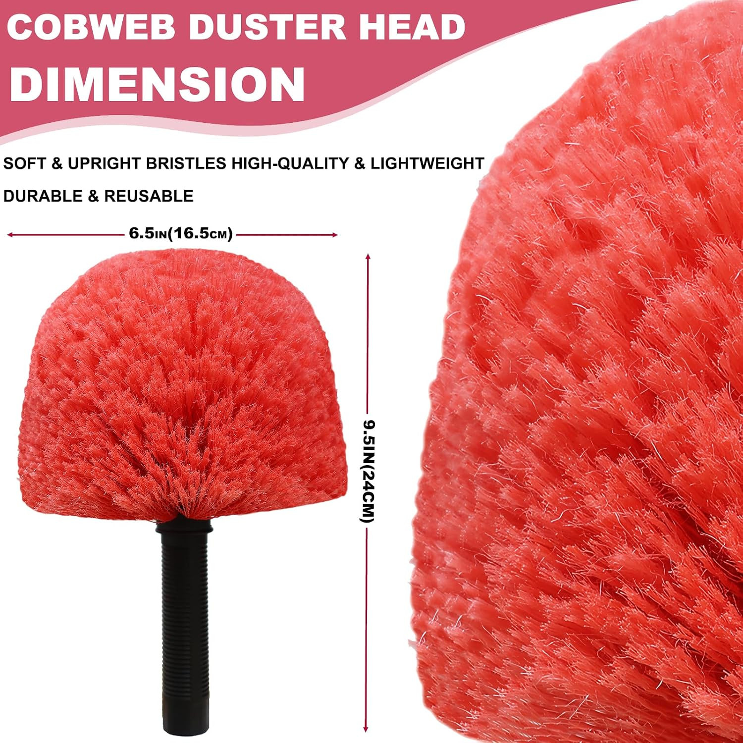 2 Pack Twist-On Cobweb Duster Head Brush – Indoor & Outdoor Spider Web Cleaning
