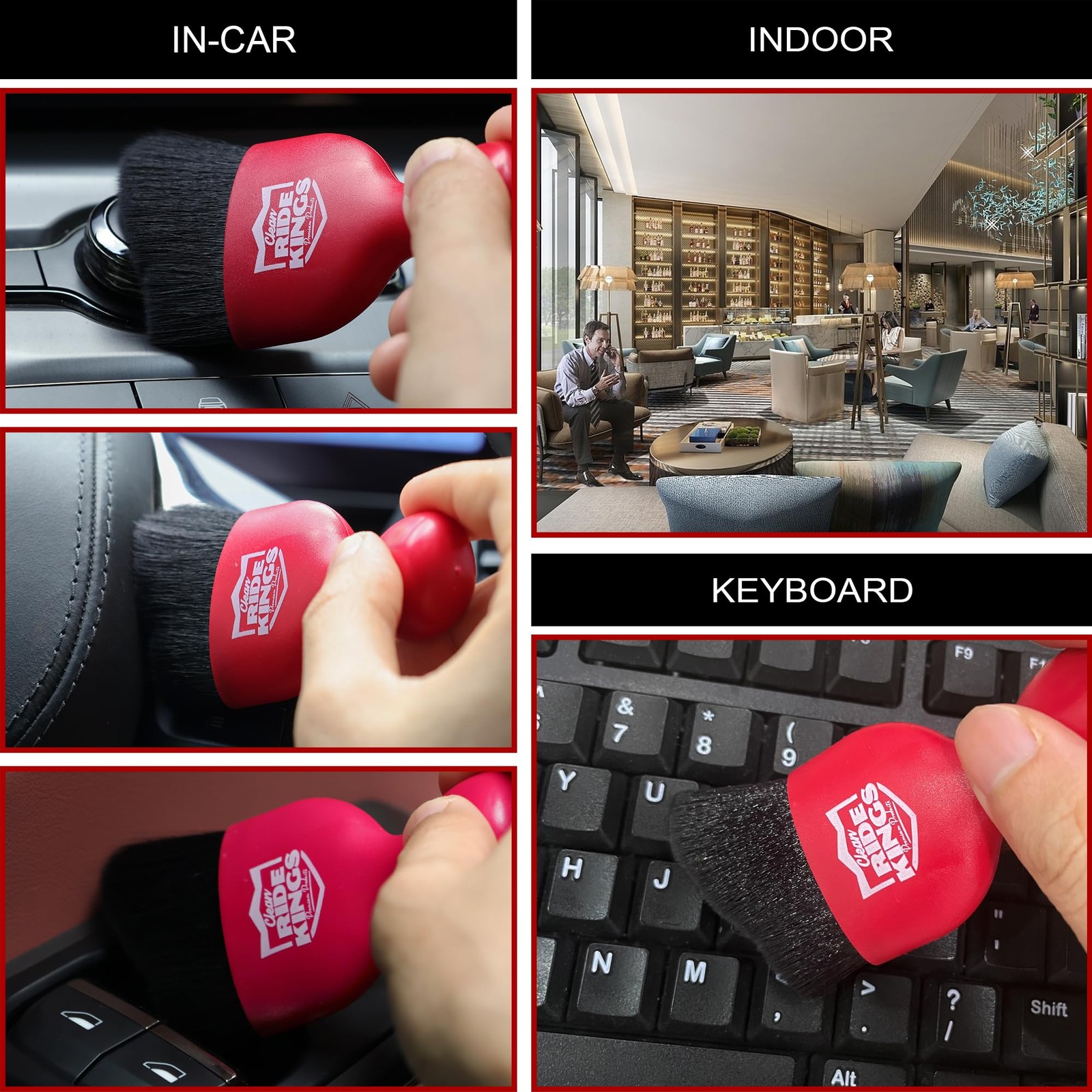 Car Interior Detailing Brush, Soft Bristle Auto Dashboard Dust Cleaner with C…