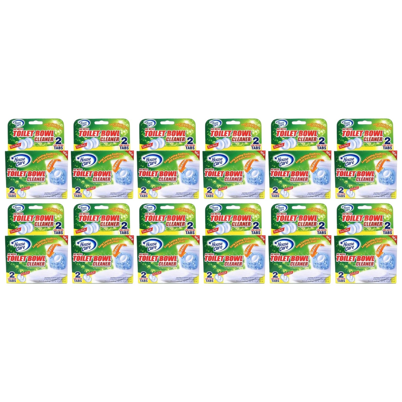 No Mess Toilet Bowl Cleaner Tablets with Bleach, 2 Count (Pack of 12)