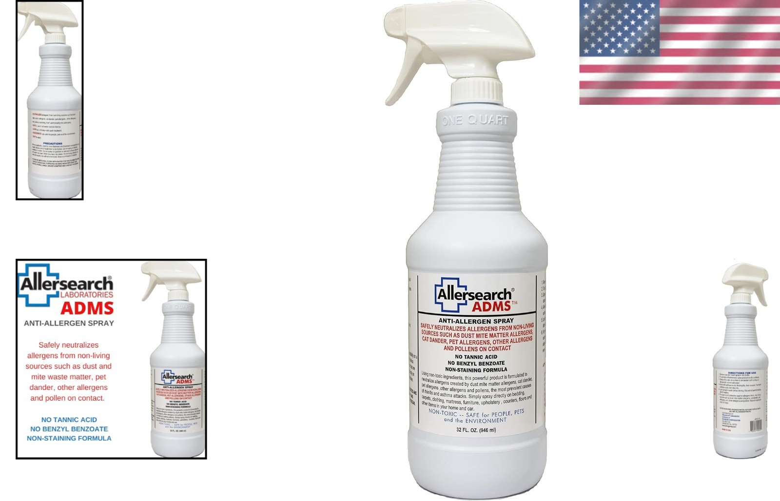 Anti-Allergen Spray 32oz Neutralizes Dust Mite Pollen Pet Dander Multi-Surface