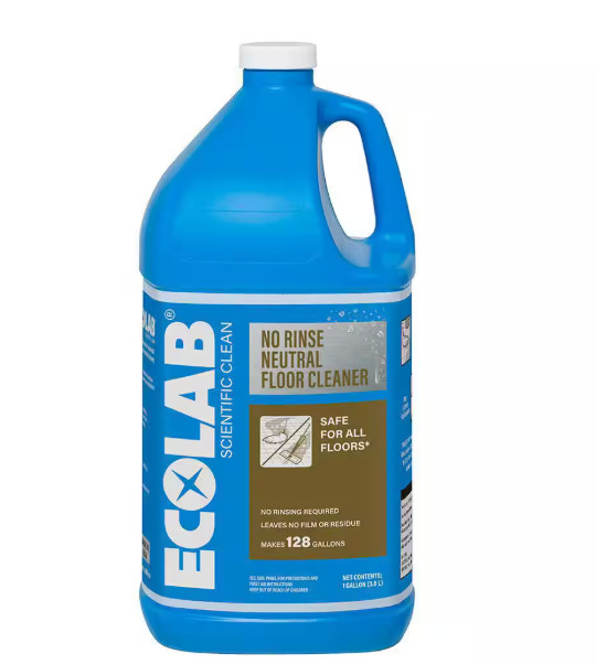 ECOLAB 1 Gal. No Rinse Neutral Floor Concentrate Cleaner, Residue Free Formula f