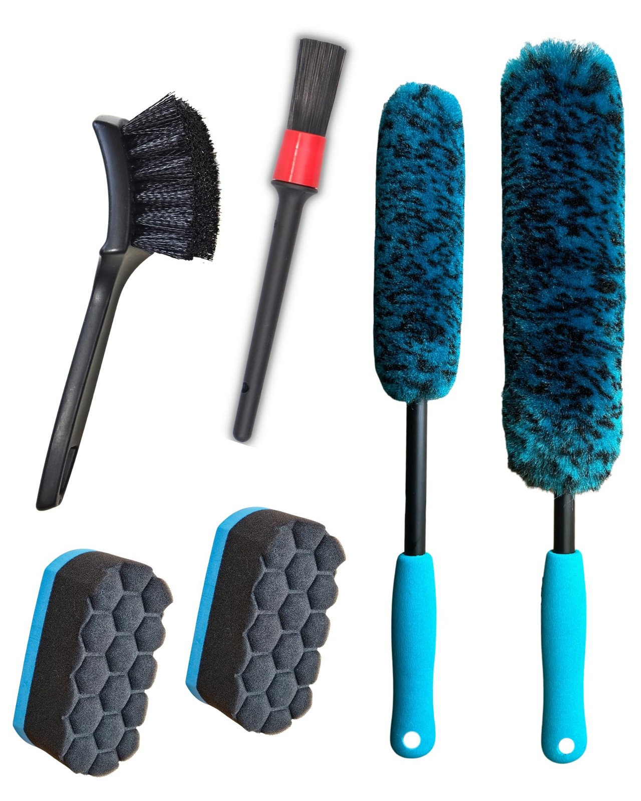 6PCS Car Wheel Cleaning Detailing Pro Kit, Tire Brush, 2 PCS Soft Wool Rims B…