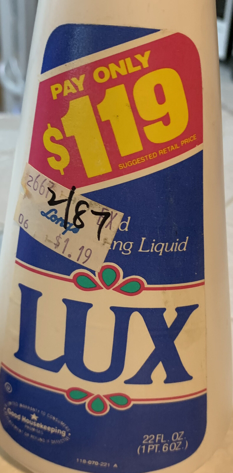 2- Vintage 1980’s Lever LUX Mild Dishwashing Liquid Dish Soap 22 Oz Prop NEW NOS