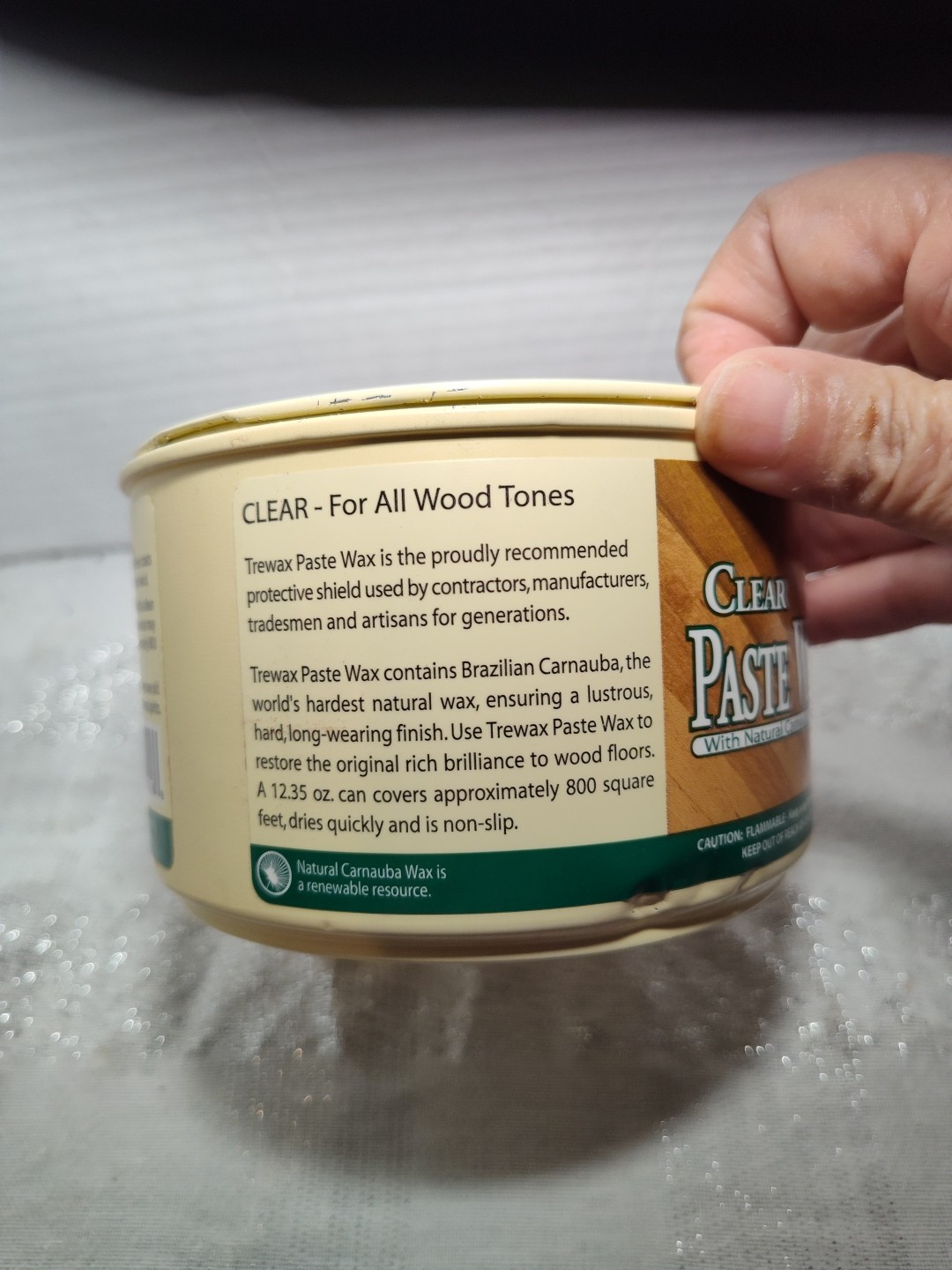 Used Original Trewax Clear Paste Wax Polish 12.35 Oz Can 70% Remaining