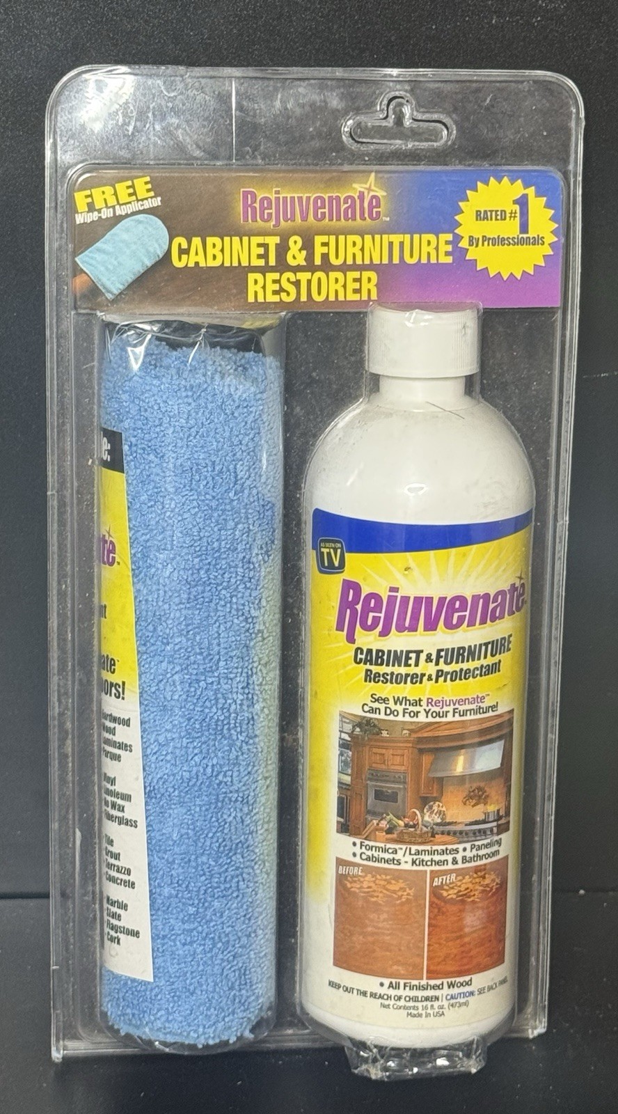NEW Rejuvenate Cabinet & Furniture Restorer 16oz w/ Microfiber Applicator Glove