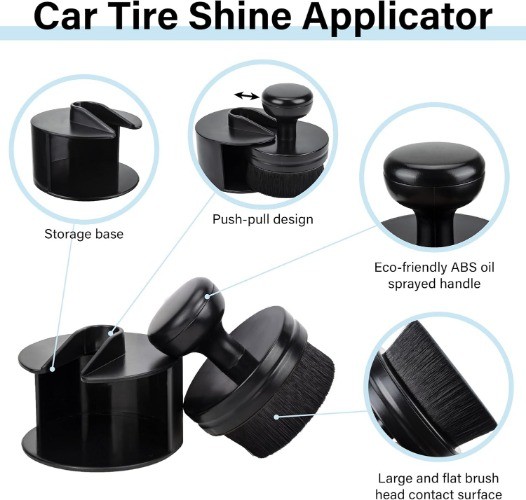 2 PCS Tire Shine Applicator Brush, Tire Dressing Brush Applicator with Seal Cove