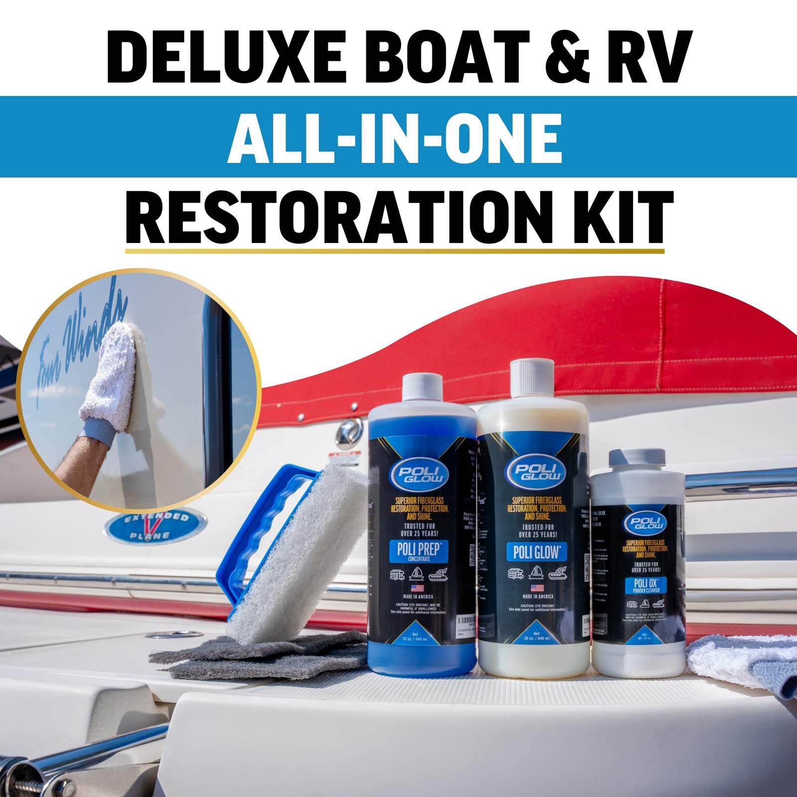 Boat & RV Restoration Kit 6-in-1 New Liquid & Classic Powder Poli Ox System