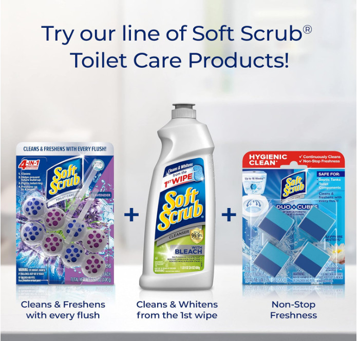 Soft Scrub 4-in-1 Rim Hanger Toilet Bowl Cleaner, Lavender, 2 Count