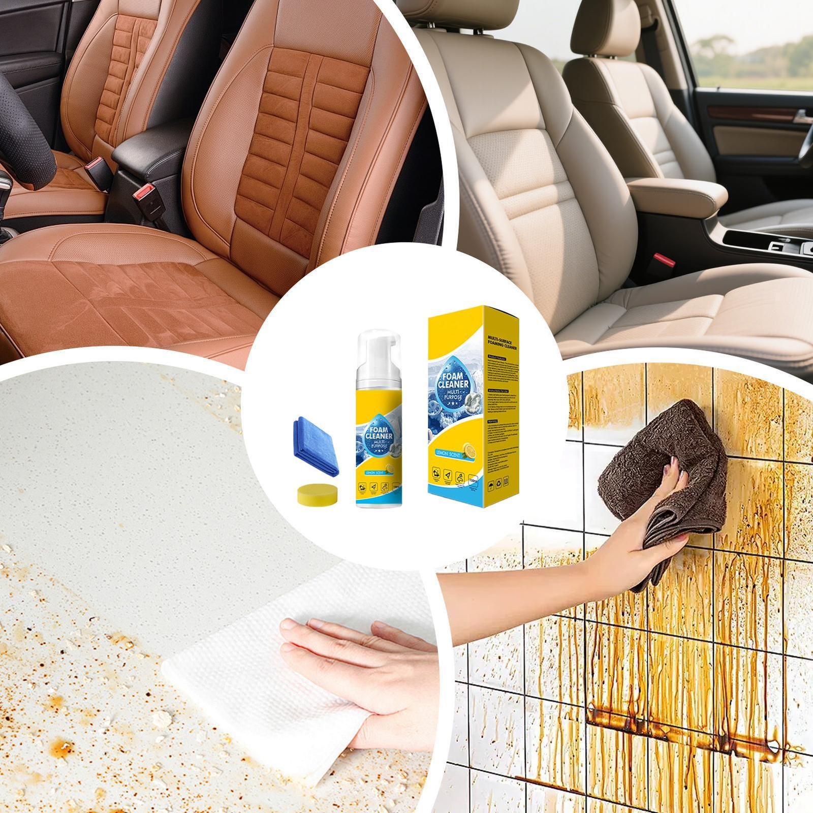 4-in-1 Multi-Enzyme Foam Cleaner, All-Purpose Spray 150ml with Sponge & Towel