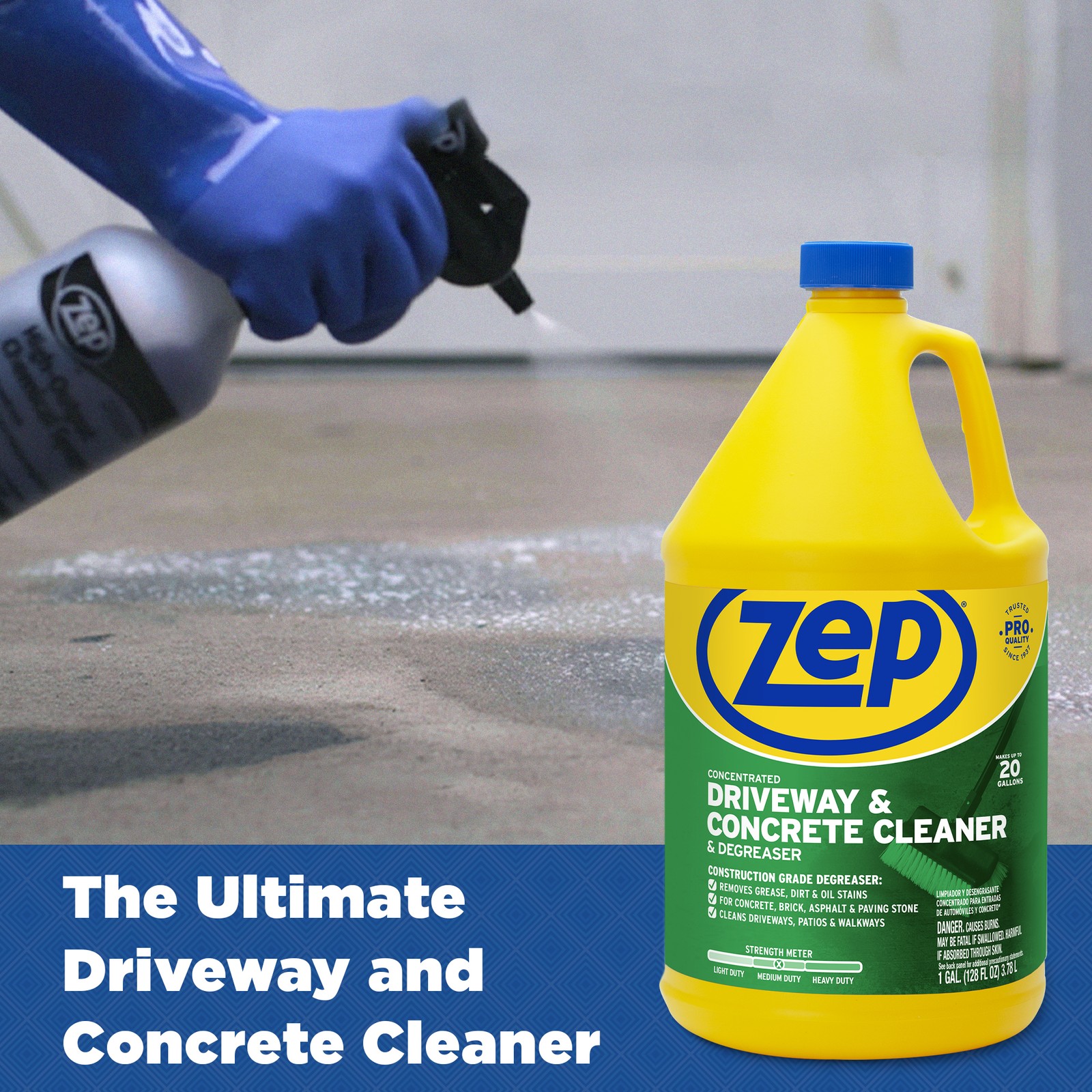 Zep Driveway, Masonry and Concrete Cleaner and Degreaser Concentrate – 1 Gallon