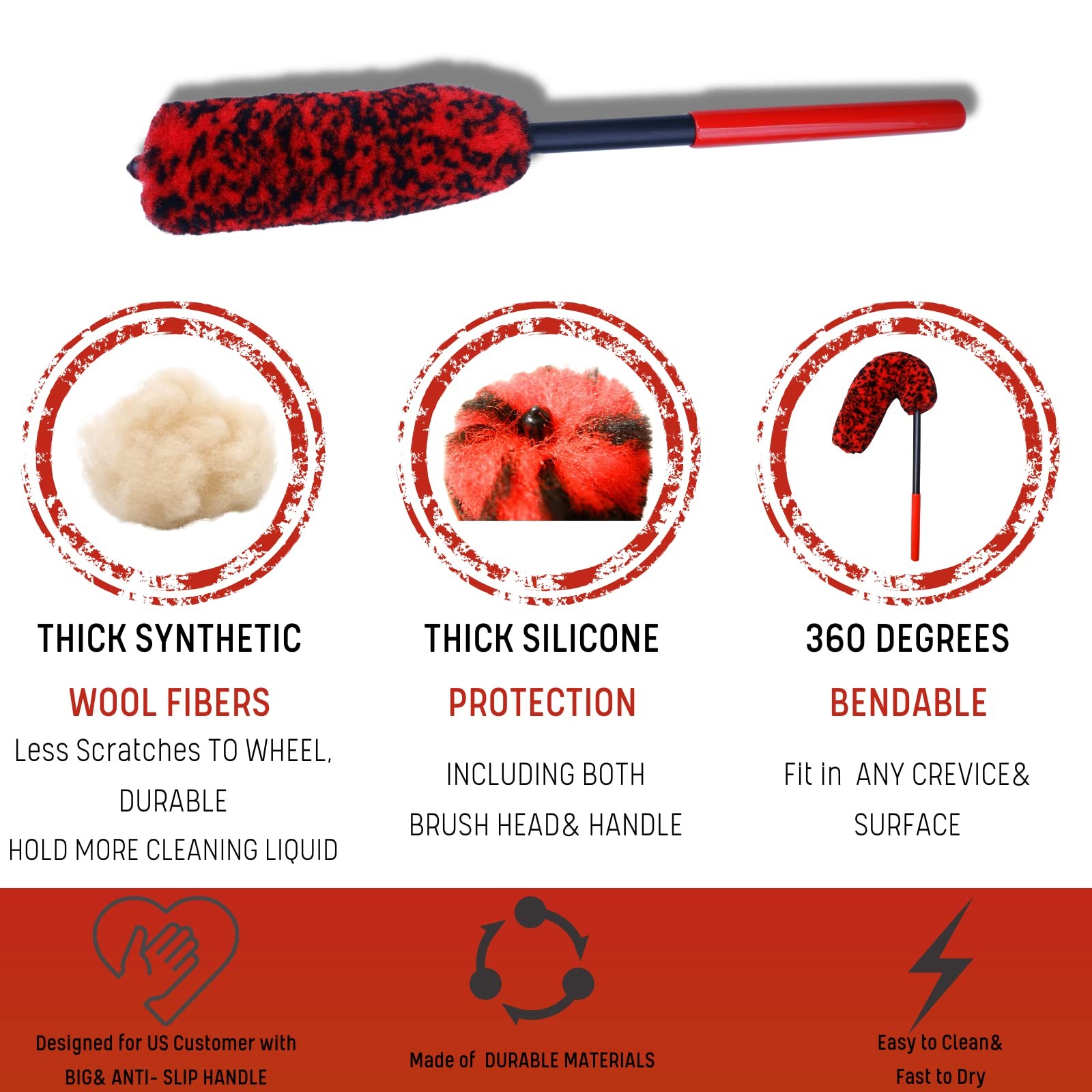 Professional 4 Pack Long Handle Wheel Brush Kit For Cleaning Wheel And Tire 2x S
