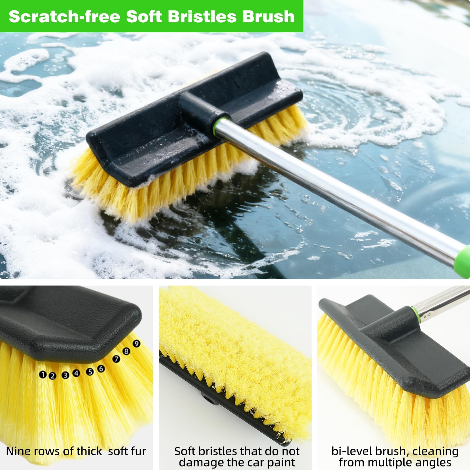 62″ Car Wash Brush with Long Handle, Chenille Microfiber Car Wash Mop Mitt, W…