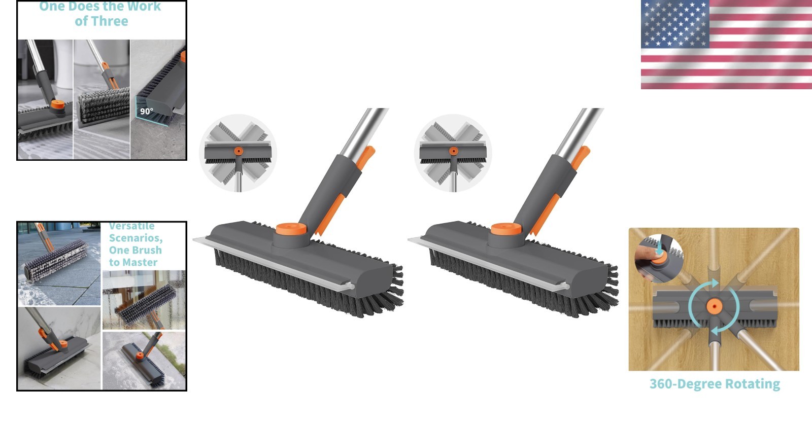 Versatile Cleaning Brush for Kitchen, Wall, Deck – Gray