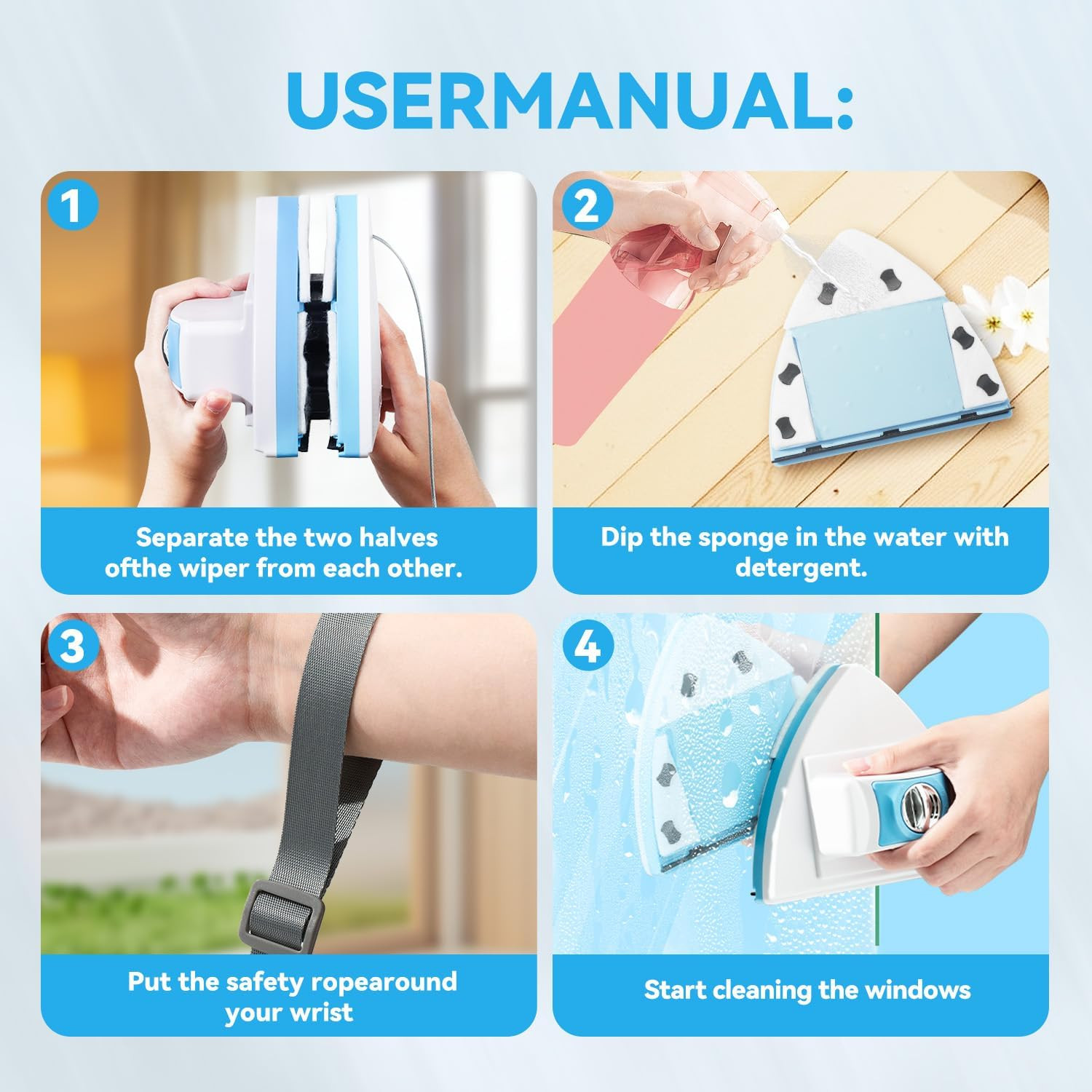 Double-Sided Magnetic Window Cleaner – Adjustable Magnetic Equipment Cleaning Br