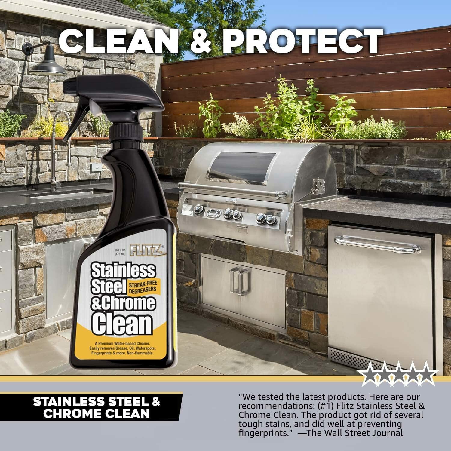 FLITZ Stainless Steel & Chrome Cleaner TWO PACK 16oz Spray Bottle (See Video)