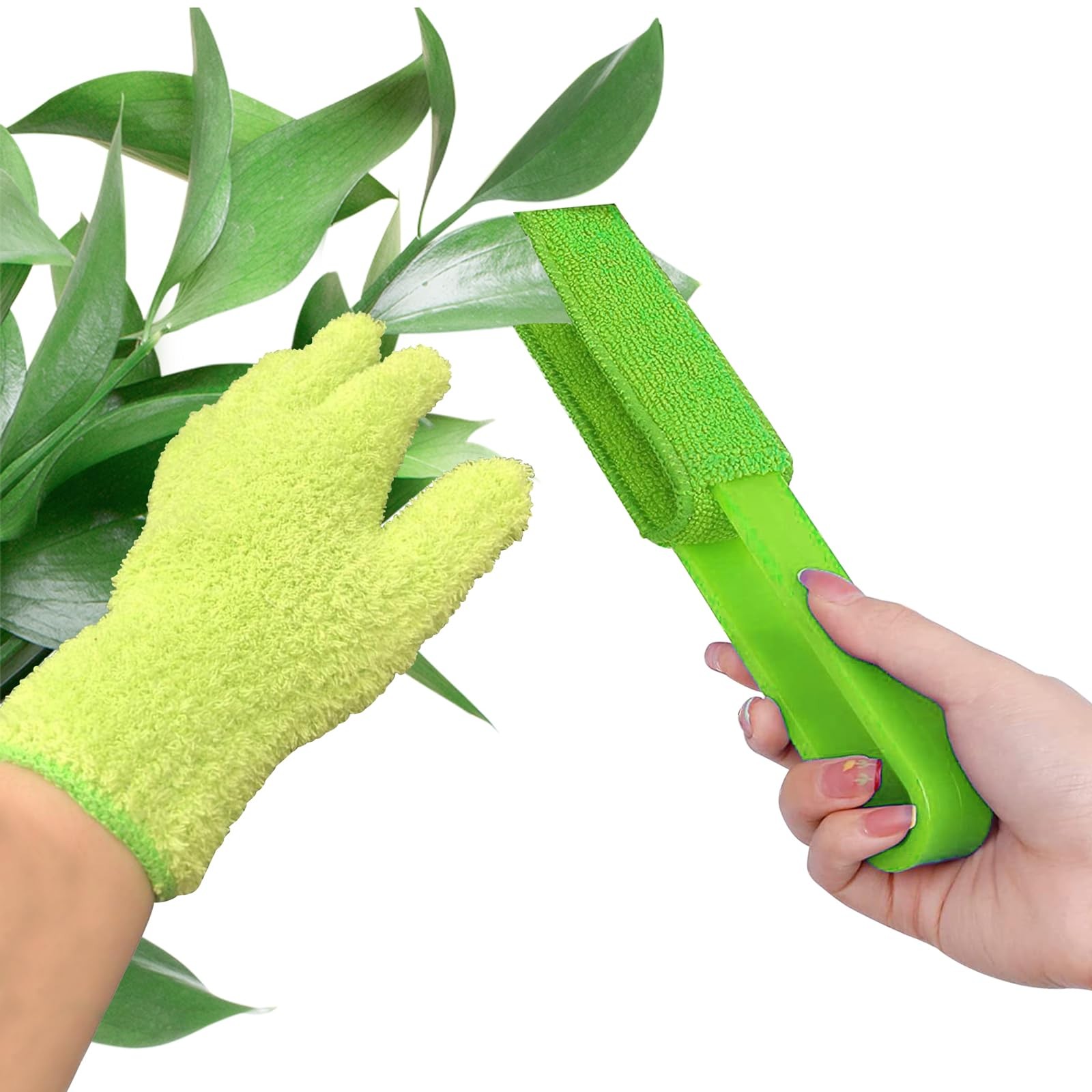 Leaf Cleaning Tongs with 2 Removable Sleeves and 1 Dusting Glove, Washable Re…