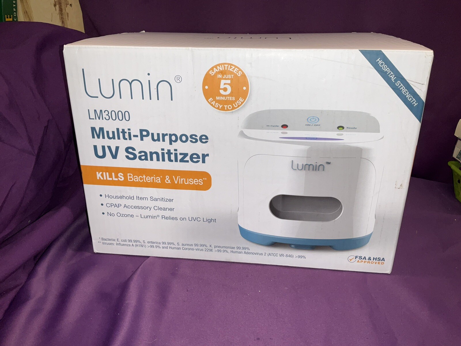 Lumin LM3000 UV Multi Purpose Sanitizer Cleaner New In Box