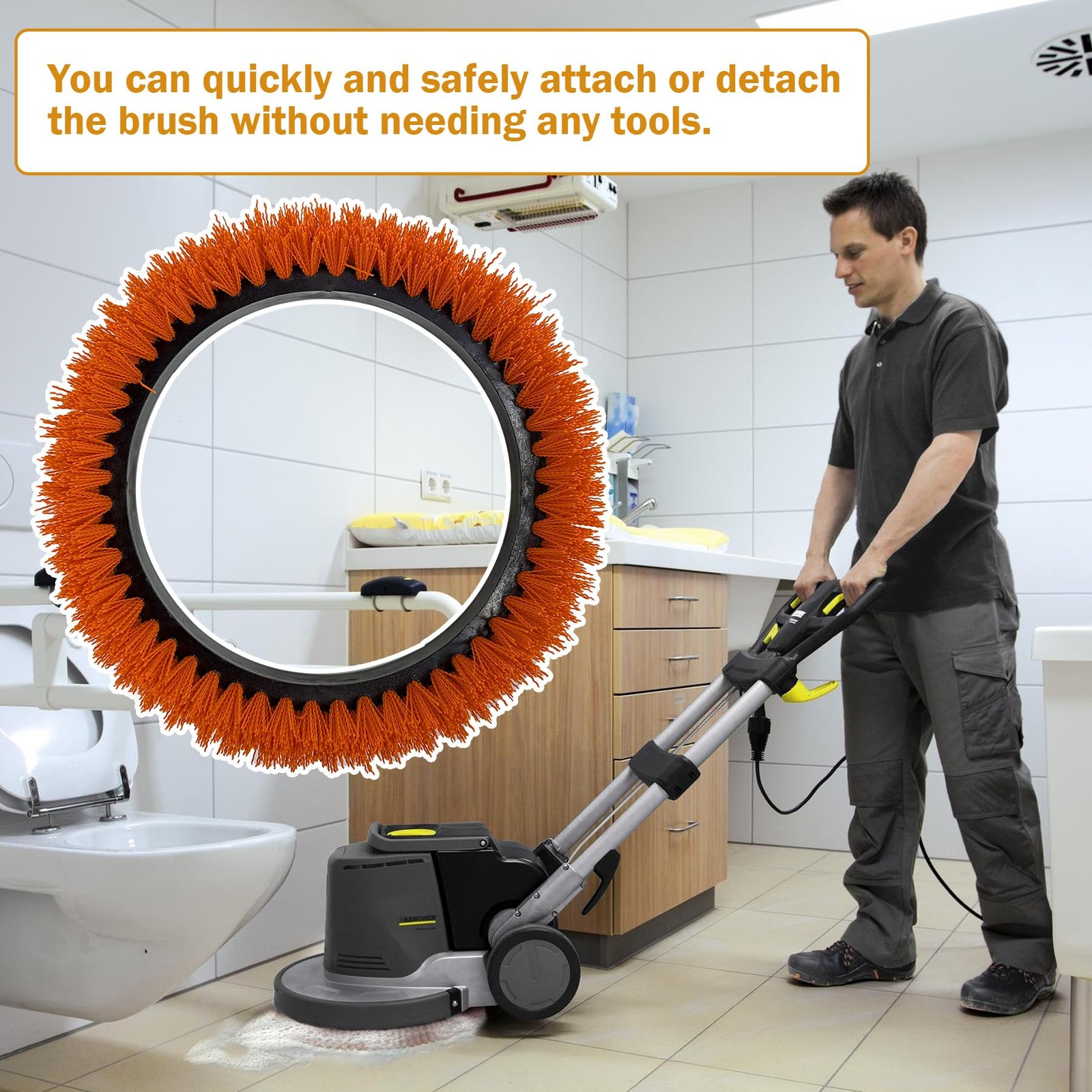 237047 Orbiter Orange Scrub Brush for ORB550MC Orbiter Floor Machine, Heavy-D…