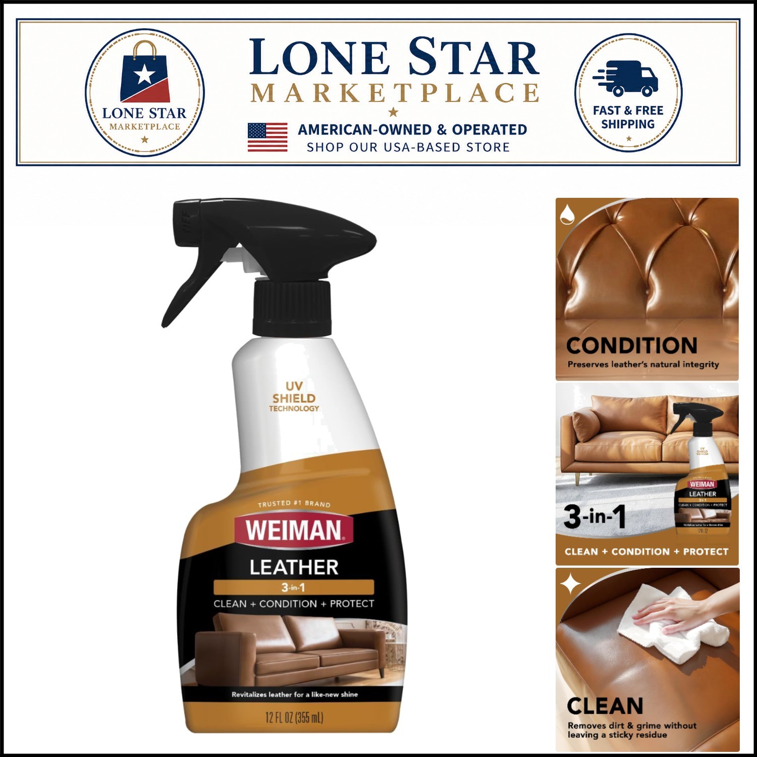 Cleans, Restores & Protects Leather – 12 Fl Oz Citrus-Scented Conditioner