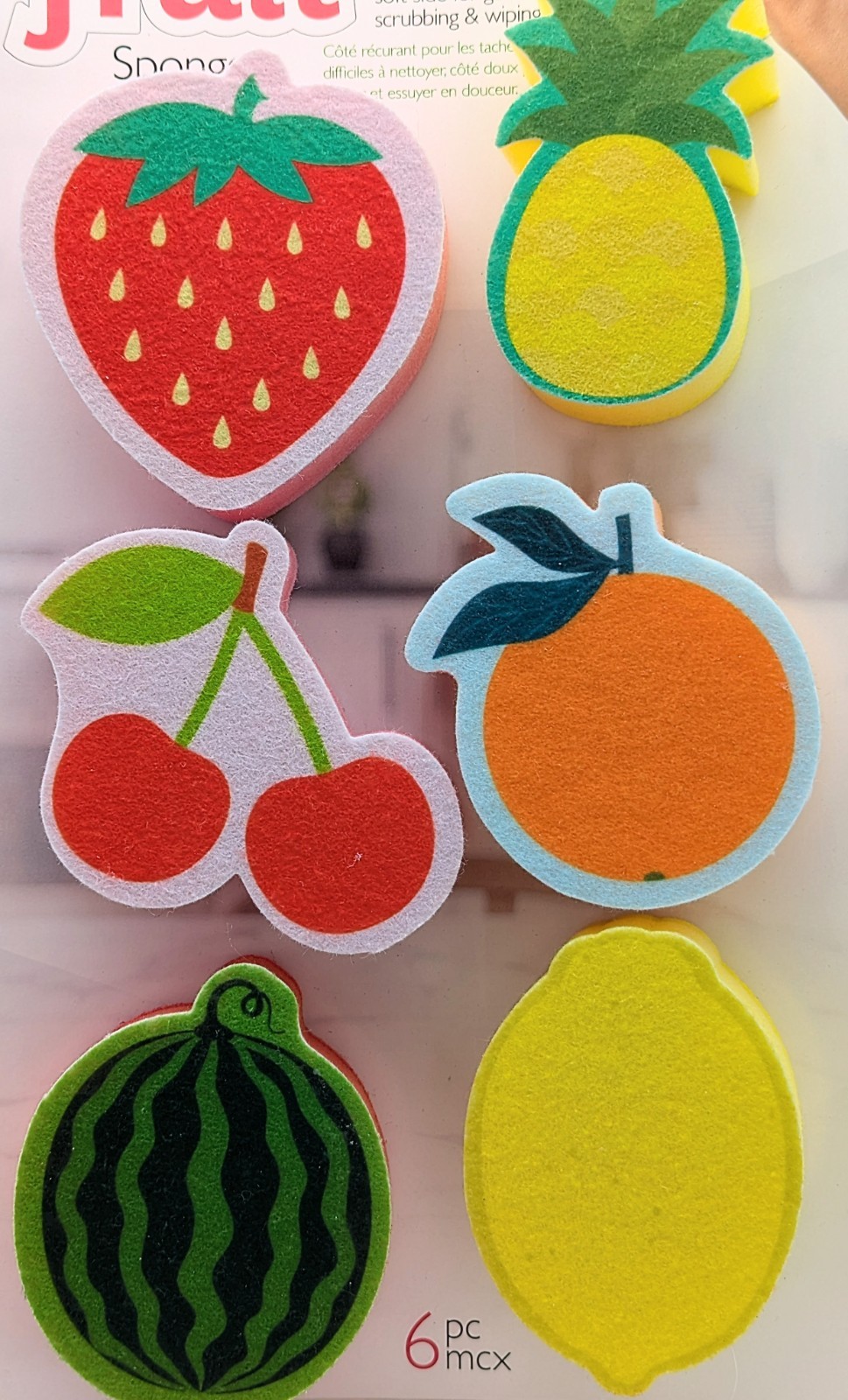 Joie Fruit Cleaning Sponges 6 Pack MSC 10.5×6.2x3cm New